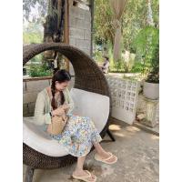 ราคา เดรสลายดอก อกยืด สายเดี่ยว เดรสสั้น พร้อมเสื้อคลุมเขียวอ่อน มือสอง (19079271888)