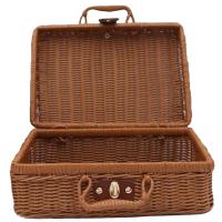 ราคา Picnic BasketWoven Wicker Vintage Suitcase Woven Storage Basket Rattan Storage Case Picnic Weave Laundry Basket (20473003894)
