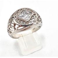 ราคา แหวน CZ ลายลายฉลุข้างใบไม้ประดับเพชรข้าวหลามตัด (19330287344)