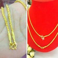 ราคา สร้อยคอ m248 รุ่นเคลือบทองหนาพิเศษ ทองลายหางกระรอก1บาทและ2บาท สร้อยคอทอง สร้อยคอทองไมครอน (19290090414)