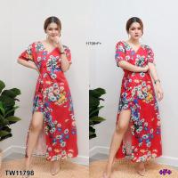 ราคา TW11798 จั้มสูทก้านแก้ว Kankaew jumpsuit with floral pattern (3230410226)