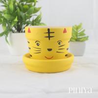 ราคา Piniya กลมใหญ่ กระถางต้นไม้ ดินเผา 11ซม ลายหน้าสัตว์ รูป เสือ กระถางเซรามิค กระถางดอกไม้ กระถางแคคตัส (1538086921)