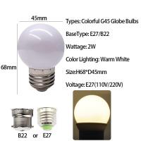 ราคา โคมไฟไฟ Led หลากสี B22 E27 Led 2W AC 220V SMD 2835ไฟฉาย G45การตกแต่งบ้านหลอดไฟกลม (20392654879)