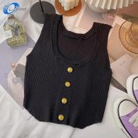 ราคา G Wind 20032 เสื้อสายเดี่ยวไหมพรมสไตล์ร่องใหญ่ แต่งกระดุมหน้า (18496791002)