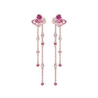 ราคา Pandoraˉ rose gold pink fan earrings Chinese style female tassel pendant earrings แพนดอร่า กุหลาบทอง ต่างหูพัดลมสีชมพู สไตล์จีน จี้พู่หญิง ต่างหู (16603746795)