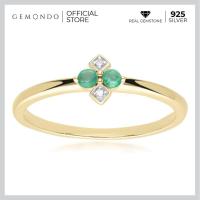 ราคา Gemondo แหวนทองคำ 9K ประดับมรกต Emerald และเพชร Diamond ดีไซน์ทรงข้าวหลามตัด (16760534631)
