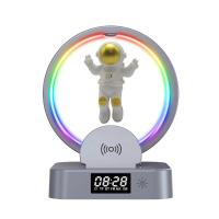 ราคา Cute Suspended Spaceman Speaker with Wireless Charging Alarm Clock Multifunction Wireless Speakers with Colorful Light (20627082633)