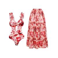 ราคา Simple One Piece Women Swimsuit Vintage Print Halter Bikini And Kimono Fashion Cover Up Swimwear Spa Beachwear Bathing Suit (20716407028)