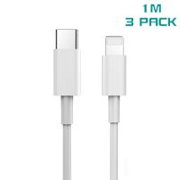 ราคา USB C สายเคเบิลหลอดไฟ3แพ็ค30W สายที่ชาร์จความเร็วสูง iPhone USB C ชาร์จไฟ14 13 12 11 Xs xr x 8 Ipad สีขาว (20245114151)