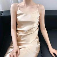 ราคา ஐ Summer Dresses Women 2022 Satin Silk Black Dress Solid Pajamas Lace Long Skirt Plus Size Girl Casual Dresses (20699137287)