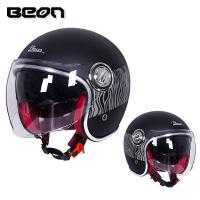 ราคา BEON B108A Vintage Motorcycle Helmet 3 4 Helmet Double Lens Sun Blocker Open Face Helmet (20359663026)