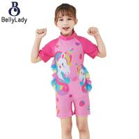 ราคา 2pcs Girls Unicorn Swimsuit Cartoon Printing One Piece Short Sleeve Swimsuit Swimming Cap fast (16107534037)