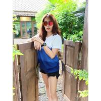 ราคา เสื้อยืดมัดย้อมคราม เสื้อมัดย้อม ลายทูโทน (648446036)