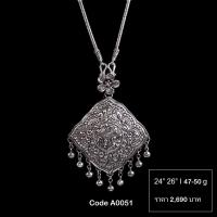 ราคา พร้อมส่ง สร้อยคอตอกลาย เครื่องประดับเงิน ผลิตจากเงินแท้ 92 5 เครื่องเงินเมืองน่าน โดยร้านฮักเงินน่าน (20816464155)