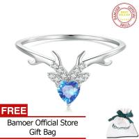 ราคา BAMOER แหวนเขากวางเงินแท้925สำหรับผู้หญิงแหวนเพทายส่องแสงเครื่องประดับแฟชั่นของขวัญ BSR338 (16740977686)