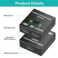 ราคา 4K HDMI Switch 2พอร์ต Bi Directional HDMI Switcher HD 4K 3D HDR HDCP Splitter รองรับ Ultra สำหรับ PS4 X HD Switcher Adapter (17270730228)