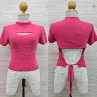 ราคา Ey 1032 1 พร้อมส่งเสื้อครอปแขนสั้นผ้าไหมพรมขนมิ้งแต่งเว้าหน้าเว้าหลังผูกโปว์ด้านหลังมี6สี (19831956645)