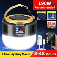 ราคา 190W 280W 60W LED Night Market Light Solar Camping Light USB Rechargeable Super Bright Searchlights LED Work lighting Portable Lantern Night Emergency Camp Bulb (20929193117)
