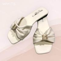 ราคา รองเท้าแตะสวมโบว์แต่งอะไหล่เพชรตัวH (19778334721)