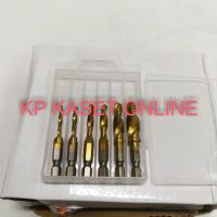 ราคา ดอกต๊าปเกลียว ดอกเจาะต๊าปเกลียว ดอกสว่านต๊าปเกลียว HSS ชุบไทเทเนียม ระบบเมตริก 6 ชิ้น ชุดต๊าปเกลียว (7579621760)