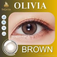 ราคา คอนแทคเลนส์ MINI OLIVIA BROWN ยี่ห้อ KITTY KAWAII Color Gary Brown Olive L brown (18841388460)