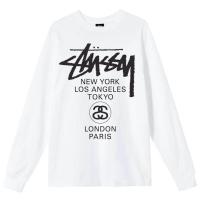 ราคา US เสื้อยืดแขนยาวพิมพ์ลาย World Tour สำหรับคู่รักหญิงและชายทรงหลวมเสื้อยืดฮิปฮอปสเก็ตบอร์ดแบรนด์ Stussy (18989567464)