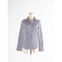 ราคา Zara เสื้อเชิ้ตคอปกลายทางสีกรมสลับขาว รุ่นzara baSic ป้ายแบรนด์ระบุไซส์ EUR S Preloved (20614433407)