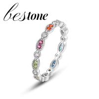 ราคา Bestone S925แหวนเซอร์โคเนียสายรุ้งแฟชั่นแหวนหลากสีเงิน (20112637941)