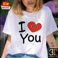 ราคา เสื้อยืด คู่รัก ลาย I LOVE YOU หัวใจแดง ผ้าไมโคร ใส่สบาย พร้อมส่ง (18799165824)