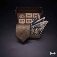 ราคา เซ็ทเนคไทน้ำตาลทองแชมเปญลายก้างปลาHerringbone (20488777112)