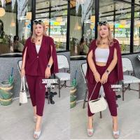 ราคา เซ็ตสูทBlazerเบลเซอร์ เสื้อคลุมผ่าแขน กางเกง5ส่วน เนื้อผ้ามูลเวฟ (18568296881)