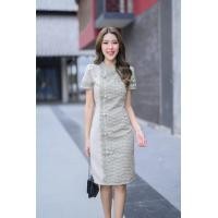 ราคา ชุดผ้าไทย เดรสผ้าไทย เดรสทำงาน ผ้าไทย เดรสผ้าทอลายขอทรงสอบอัดกาวทั้งชุด คอปีนจีน ทรงสวยใส่สบายเลยค่ะ งานผ้าไทยลายสวยๆ ผสมผสานกับการออกแบบงานจีน (12802792483)