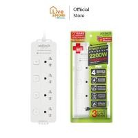 ราคา Anitech แอนิเทค ปลั๊กไฟ ปลั๊กพ่วง 4ช่อง 4สวิตช์ สาย 3ม 2200W รุ่น H2043 WH (20221277889)