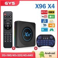 ราคา X96 X4 สมาร์ททีวีกล่อง แรม 4GB 32GB 2 4G 5G Dual wifi Bluetooth CPU S905X4 Lan1000M Android 11 4K ชุดกล่องด้านบน (20727112653)
