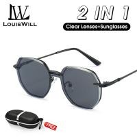 ราคา LouisWill 2 In 1แม่เหล็กแว่นกันแดดเลนส์แว่นกันแดดผู้หญิงแว่นตาคลิปบนแม่เหล็กอาทิตย์แว่นตากรอบแว่นตาแฟชั่นแว่นตา P Olarized ขับรถเดิมแว่นตา (16006651608)