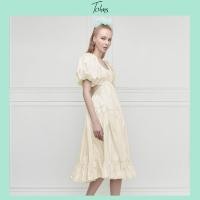 ราคา Tohns Puff Sleeve Taffeta Midi Dress ชุดเดรสผูกหลังแขนตุ๊กตาสีครีม (2664566427)