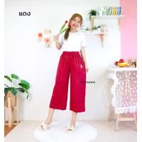 ราคา A822 กางเกง 8 ส่วน งานปักลายเดซี่ ทรงกระบอก สีพื้น ผ้าคอตตอนผสม (20316374236)