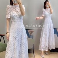 ราคา เดรสยาวฉลุลาย M 3XL เดรสสีขาว ชุดใส่ทำบุญ ลูกไม้ เดรสยาว ชุดไปวัด ชุดหมั้น ชุดถ่ายพรี ชุดงานบวช งานป้าย The classic (21083422417)