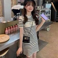 ราคา พร้อมส่ง เดรสไหมพรมแขนสั้น คอกลม ผ้านิ่มมาก มินิเดรส สวยเซ็กซี่มาก (12834223094)