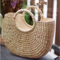 ราคา กระเป๋าสานทรงครึ่งวงกลม ใบใหญ่ มีหลายขนาด จุของเยอะ (14993865001)