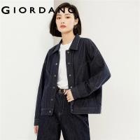 ราคา GIORDANO Women Jackets Contrasting Bright Line Denim Jackets Turndown Collar Buttons Fashion Casual Loose Denim Jackets 18373220 (21210439870)