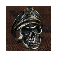 ราคา Fancyqube Cool Men Army Officer Eagle Cap Stainless Steel ring Hot sale men Punk Skull Ring (160377986)