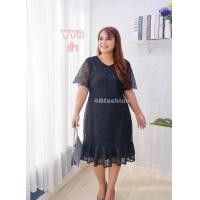 ราคา เดรสสาวอวบ ชุดลูกไม้ คนอ้วน แซคลูกไม้ไซด์ใหญ่ ฟรีไซส์ อก44 48 ใส่ได้ เดรสลูกไม้งานไทย เดรสลูกไม้กชายระบายล่าง2ชั้น มีโบว์ผูกหลัง รุ่นY (12885188529)