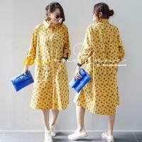 ราคา 3070 MondLune ชุดเดรสเชิ้ต แขนยาว มีอินธนูสำหรับล็อคพับแขน กระเป๋าหน้า แต่งกระดุมหลอก สลับกระดุมจริง ผ้าฝ้ายผสมลินิน ลายกราฟฟิค (20575986101)