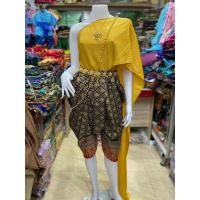 ราคา ชุดไทยผู้หญิง เซตโจงกระเบนผ้าพิมพ์ทองใส่คู่สไบเจ็ดการ์ด (20518553621)