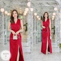 ราคา ES478 ชุดออกงาน เดรสยาวผ่าหน้า แต่งอะไหล่สีเงิน หรูหรา งานสวยเป้ะ ผ้าซาร่าเงา เนื้อผ้า ซาร่าเงา ขนาดฟรีไซส์ รอบอก 32 36 รอบเอว 25 29 สะโพก 36 40 ยาว 57 สี แดงไวน์ นู้ด เทา ชมพู เขียวมิ้นท์ น้ำตาล ส้มอ