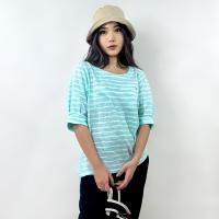 ราคา PORTLAND เสื้อยืดริ้วฟ้าขาว Puff Sleeves Crew Neck T Shirt Blue (20968517860)