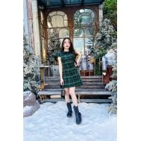 ราคา Greener Dress เดรสสั้นทรงสูทสีเขียวผ้าทอลายสก็อต ติดกระดุมหน้า ตัดปกสีดำ เสื้อแขนยาว เพิ่มปอกแขนถอดได้ (21116164132)