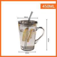 ราคา แก้วกาแฟแก้วแบบใส มีหูจับพร้อมฝาปิด แก้วน้ำ แก้วชา ไตล์เรียบง่าย (20002210274)