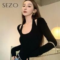ราคา SEZO เสื้อยืดคอกลมแขนยาวสไตล์เกาหลีสำหรับผู้หญิง (16629603750)